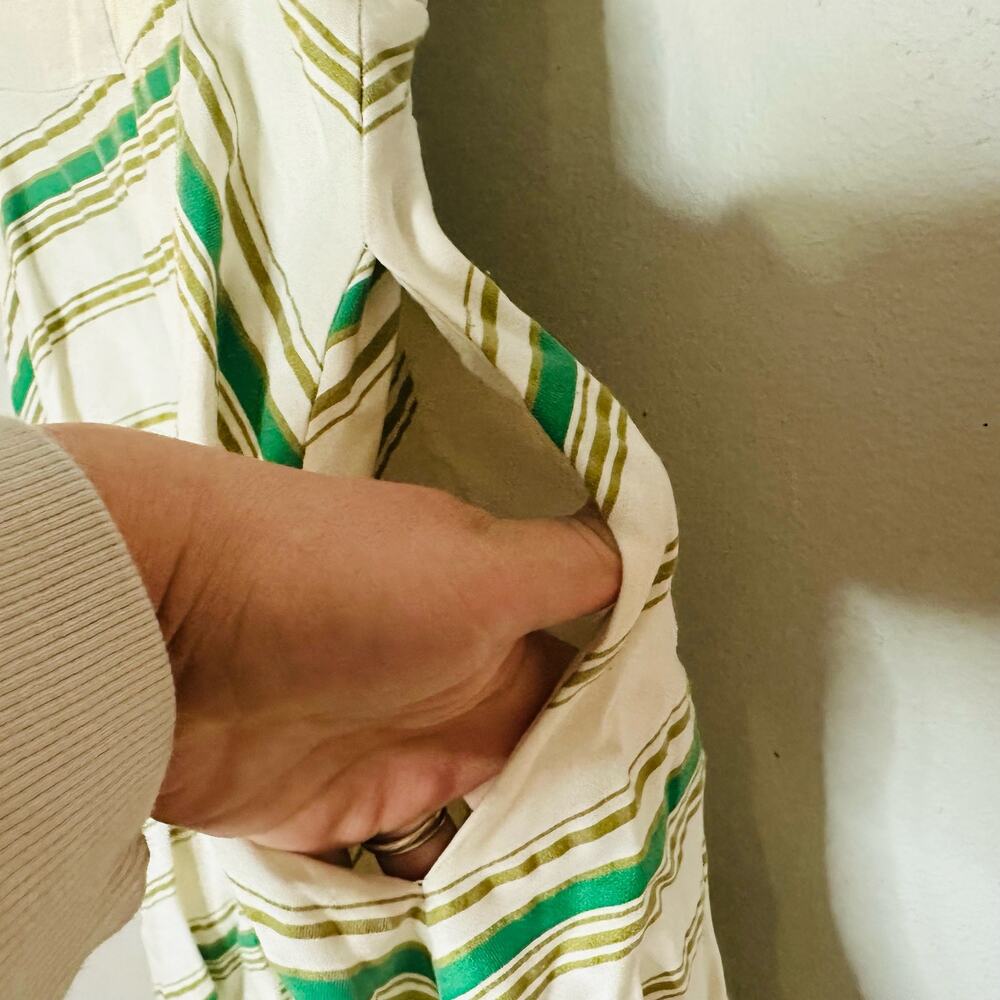 HUTCH White Green Striped Marissa Full Skirt Sweetheart Neckline Dress Size 8 - Picture 10 of 12